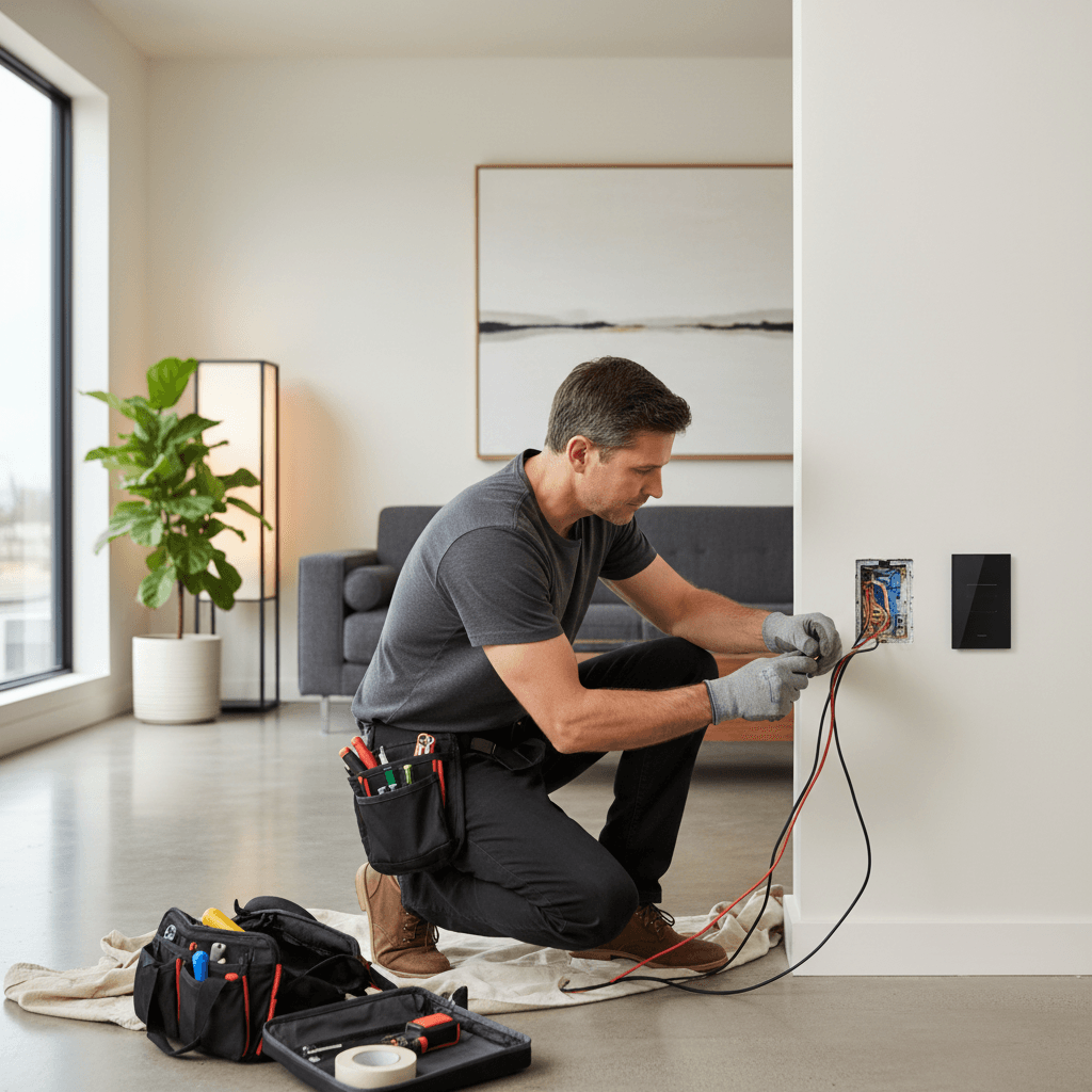 electrician replacing light switch
